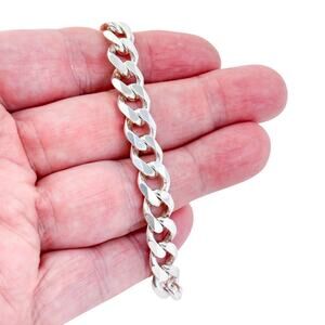 Vintage Italy Sterling Silver 925 9.6mm Curb Link Bracelet 8"